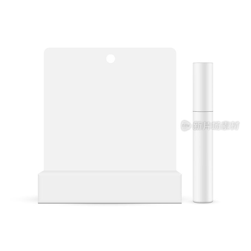 Mascara Tube Mockup with Paper Box Isolated on White Background, Front View